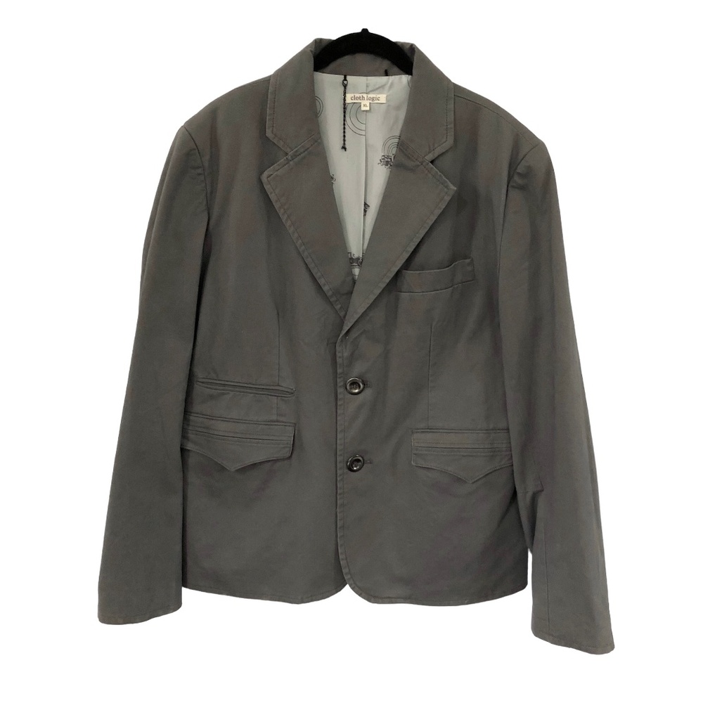 Cloth Logic Gray Cotton Blazer Coat Jacket Xl